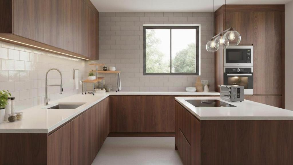 Imagen de una cocina con la estantería.