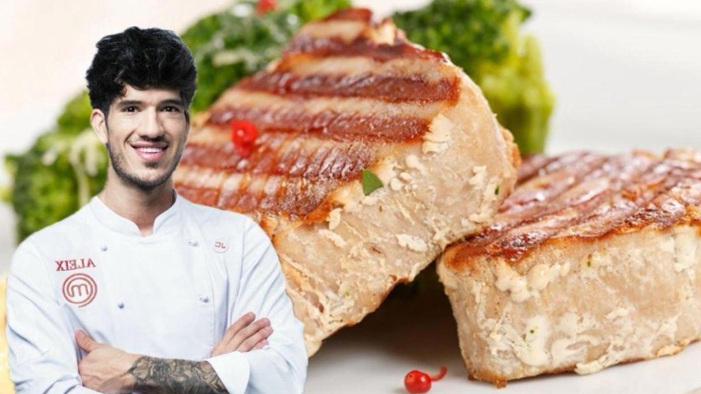 Aleix Puig junto a un plato de bonito.