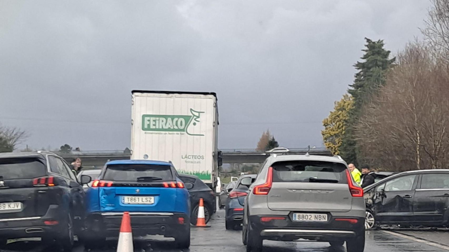 Imagen del accidente de este martes en la AP-9