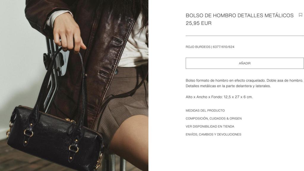 Bolso hombro detalles metálicos.