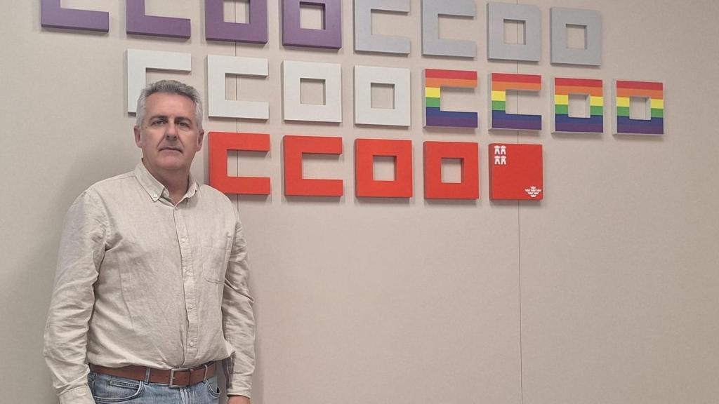 Alcaraz, este martes, en la sede de CC OO en la Región de Murcia.