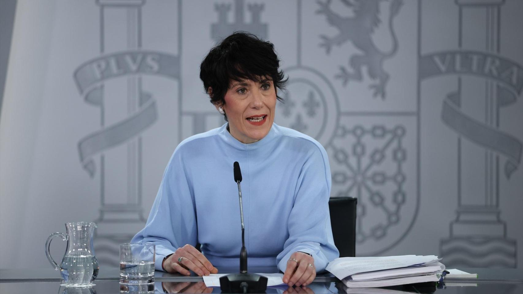 La ministra de Inclusión Seguridad Social y Migracioneas y portavoz del Gobierno, Elma Saiz, durante la rueda posterior al Consejo de Ministros.