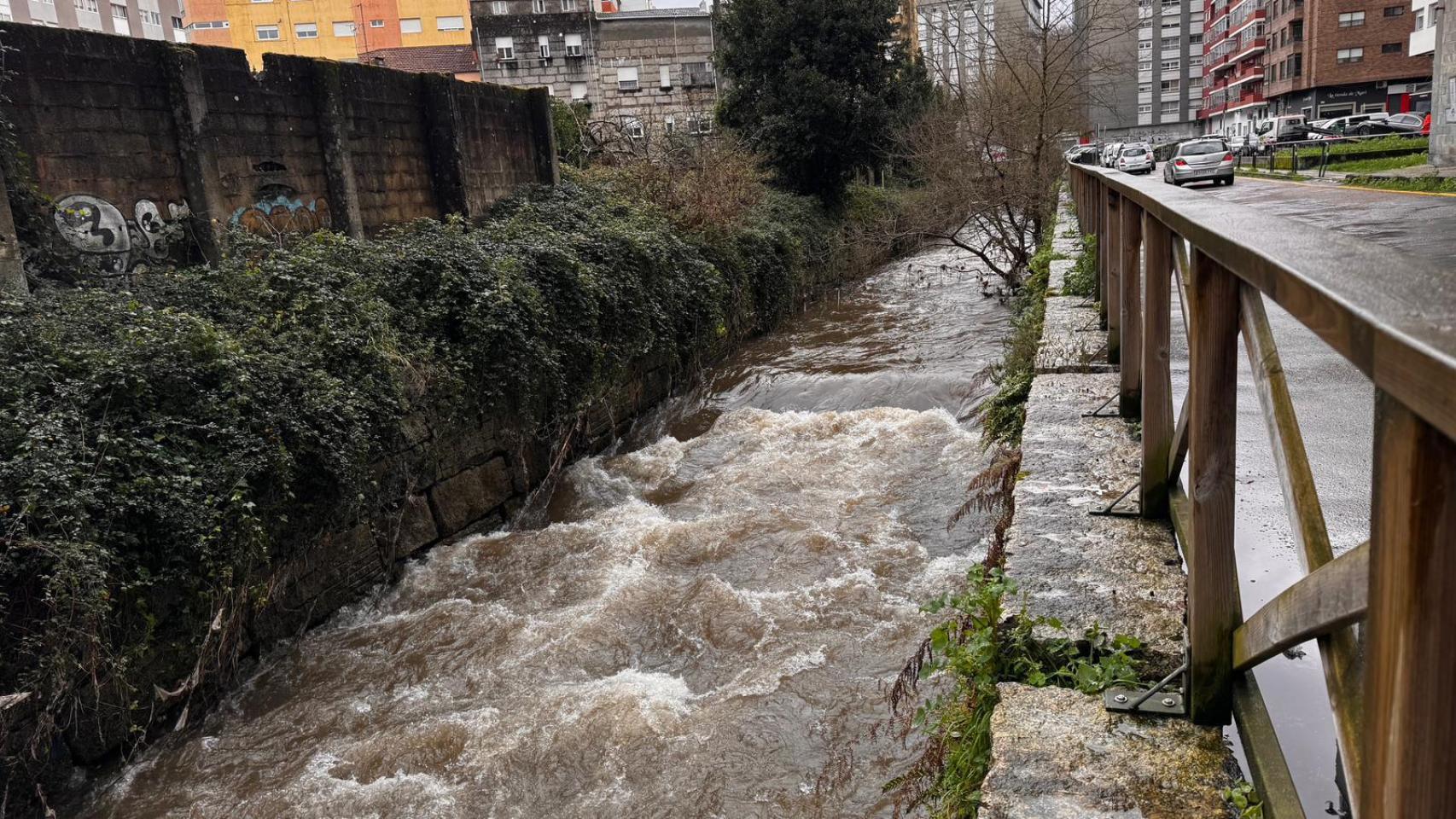 Río Lagares, a su paso por Castrelos, a 27 de enero de 2026
