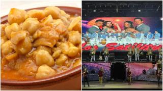 Un plato de callos (izquierda) y una verbena con Los Satélites (derecha)