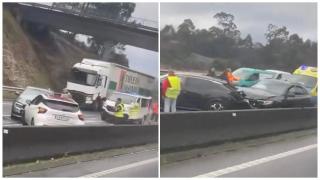 Accidente en la AP-9 a la altura de Portas