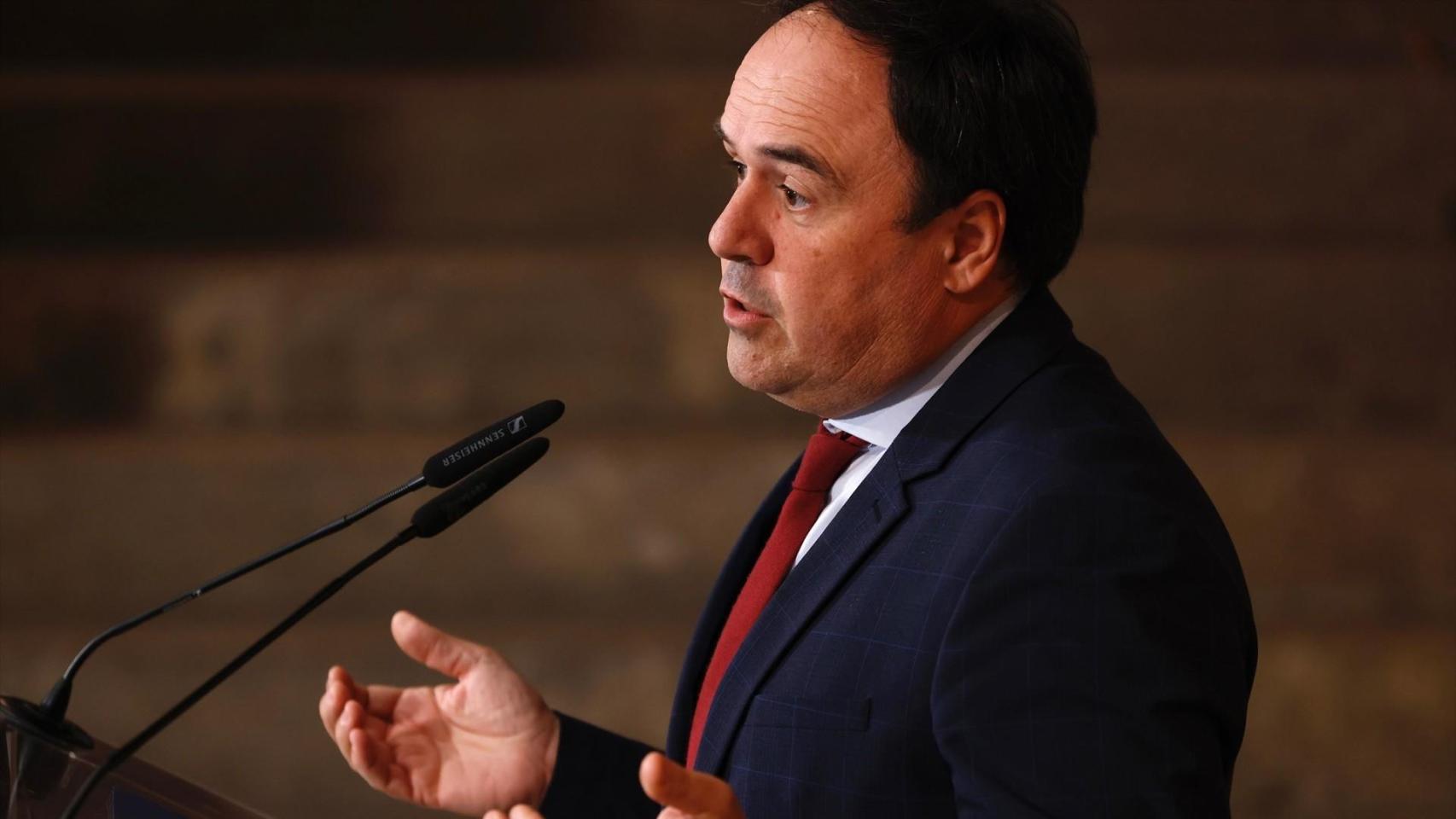 Juanfran Pérez Llorca, durante una comparecencia en el Palau. Rober Solsona / EP