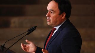 Juanfran Pérez Llorca, durante una comparecencia en el Palau. Rober Solsona / EP