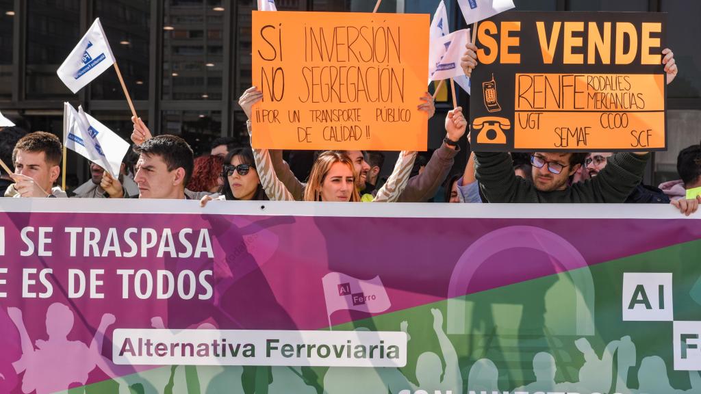 Protestas de trabajadores de Renfe y Adif.