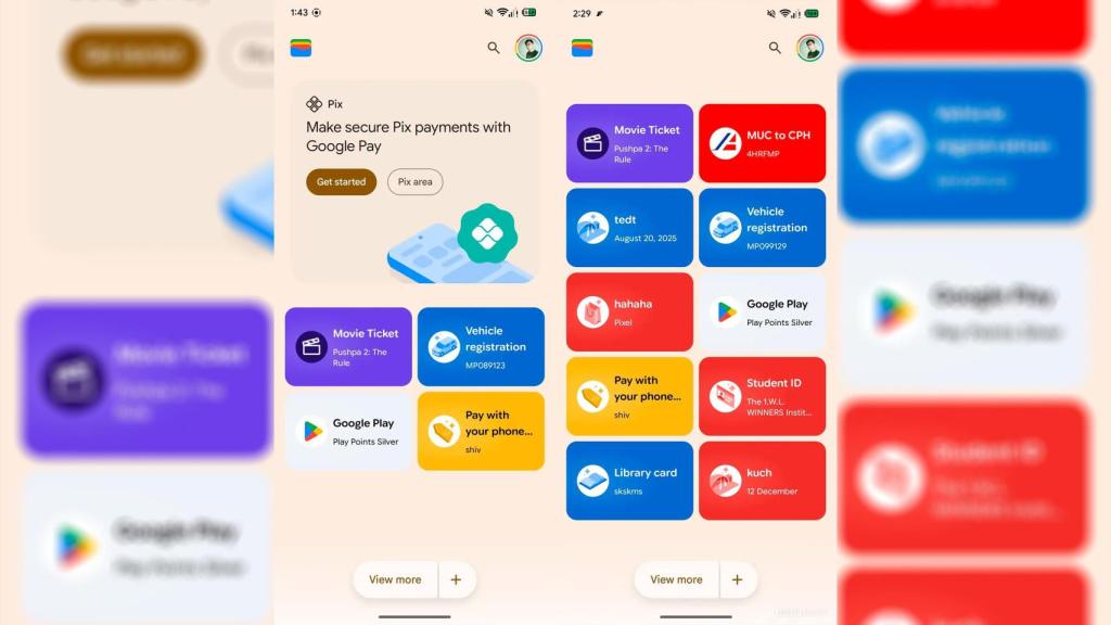 El nuevo diseño de cuadrícula de Google Wallet