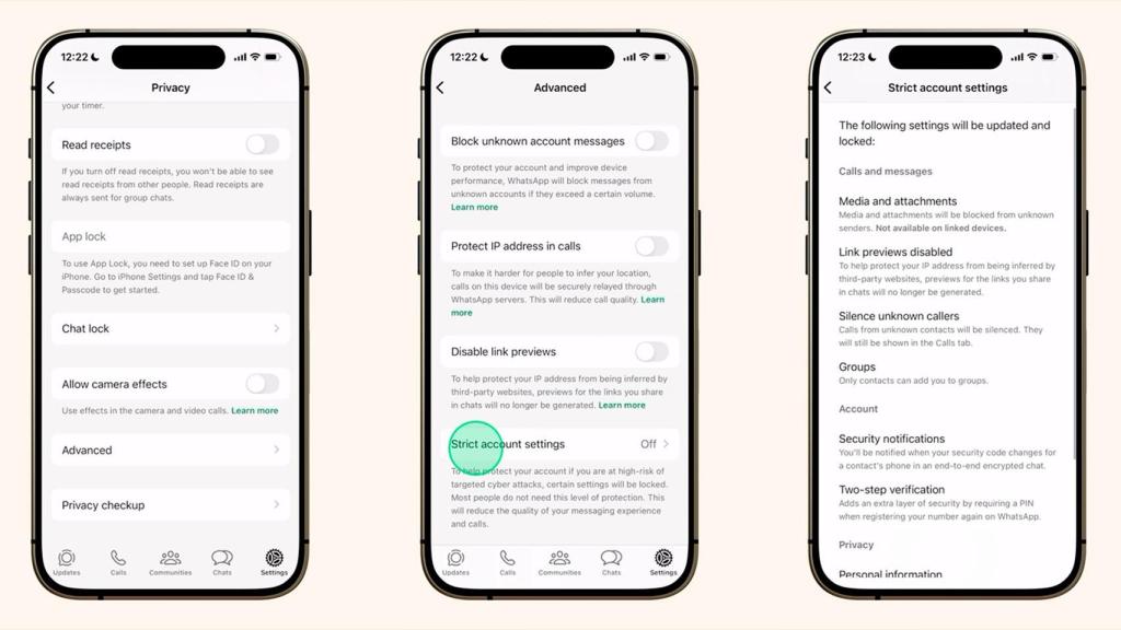 Imagen con todos los ajustes que se aplican bajo este modo nuevo de WhatsApp