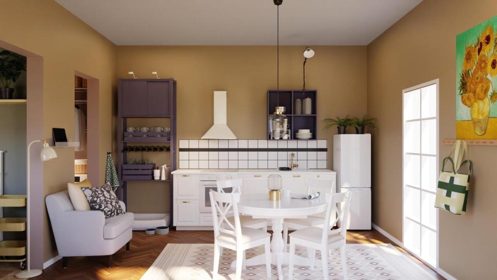 Una cocina de IKEA integrada en el salón-comedor.
