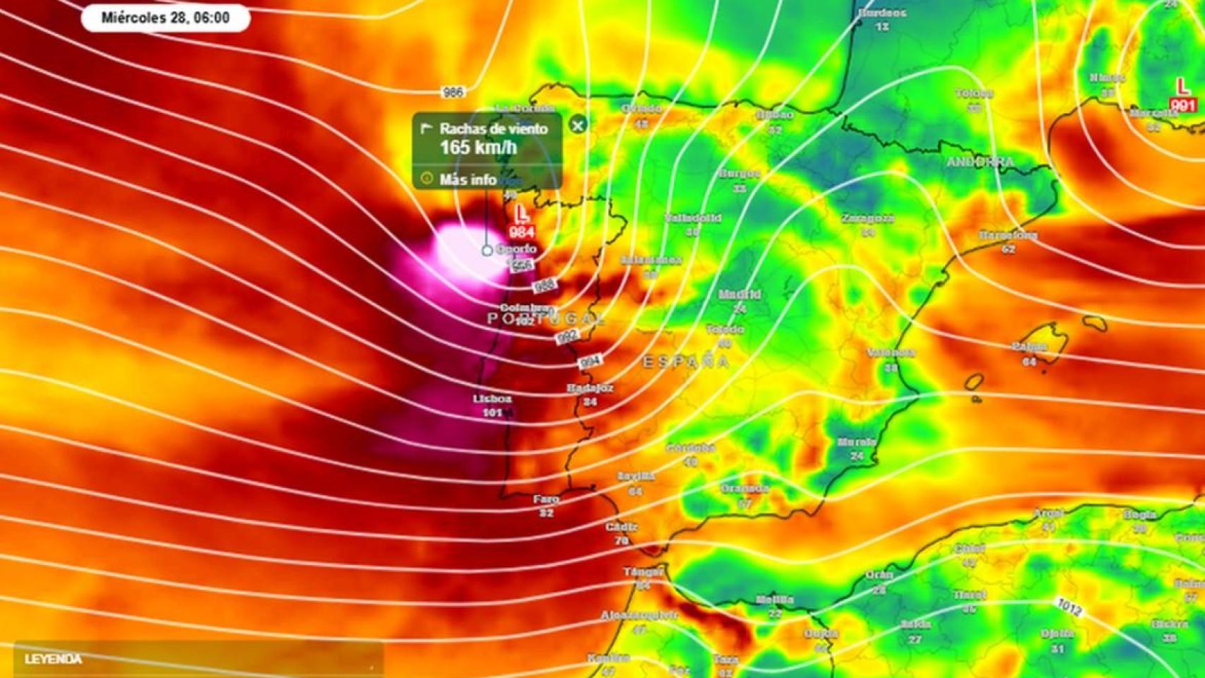 Viento de 130 km/h y 120 l/m2 de lluvia en 12 horas: la borrasca Kristin entra en ciclogénesis en España y Aemet lanza aviso rojo