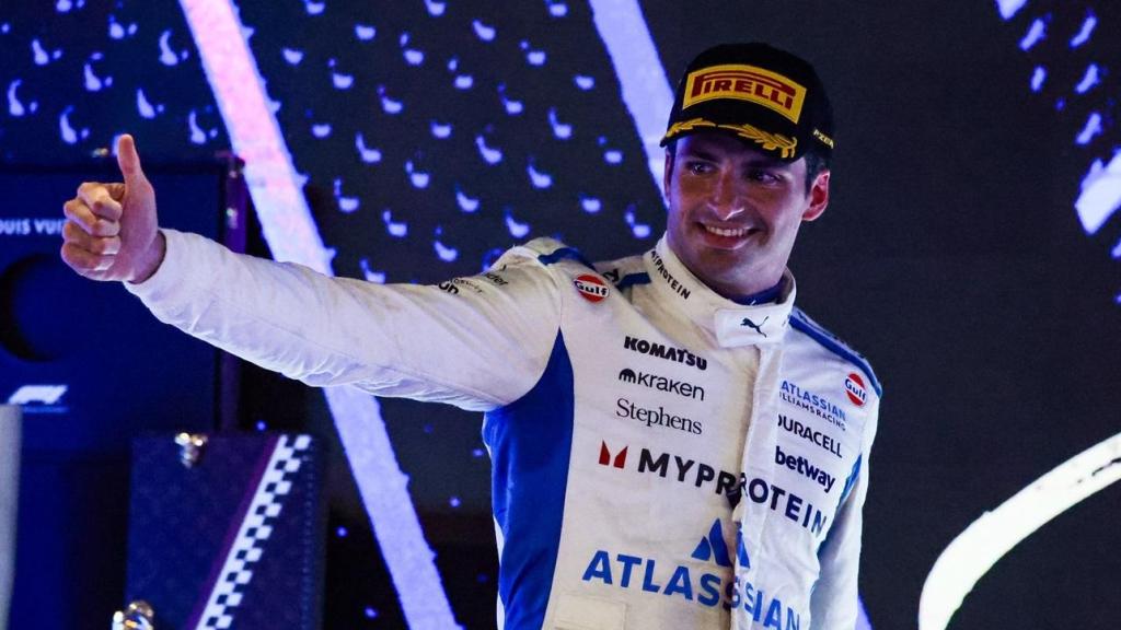 Carlos Sainz Jr, en el podio de Fórmula 1