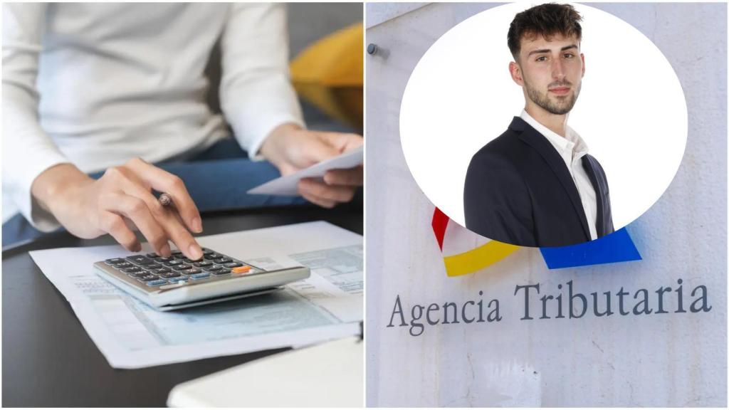 Montaje de Javier Álvarez con una persona elaborando la Renta.