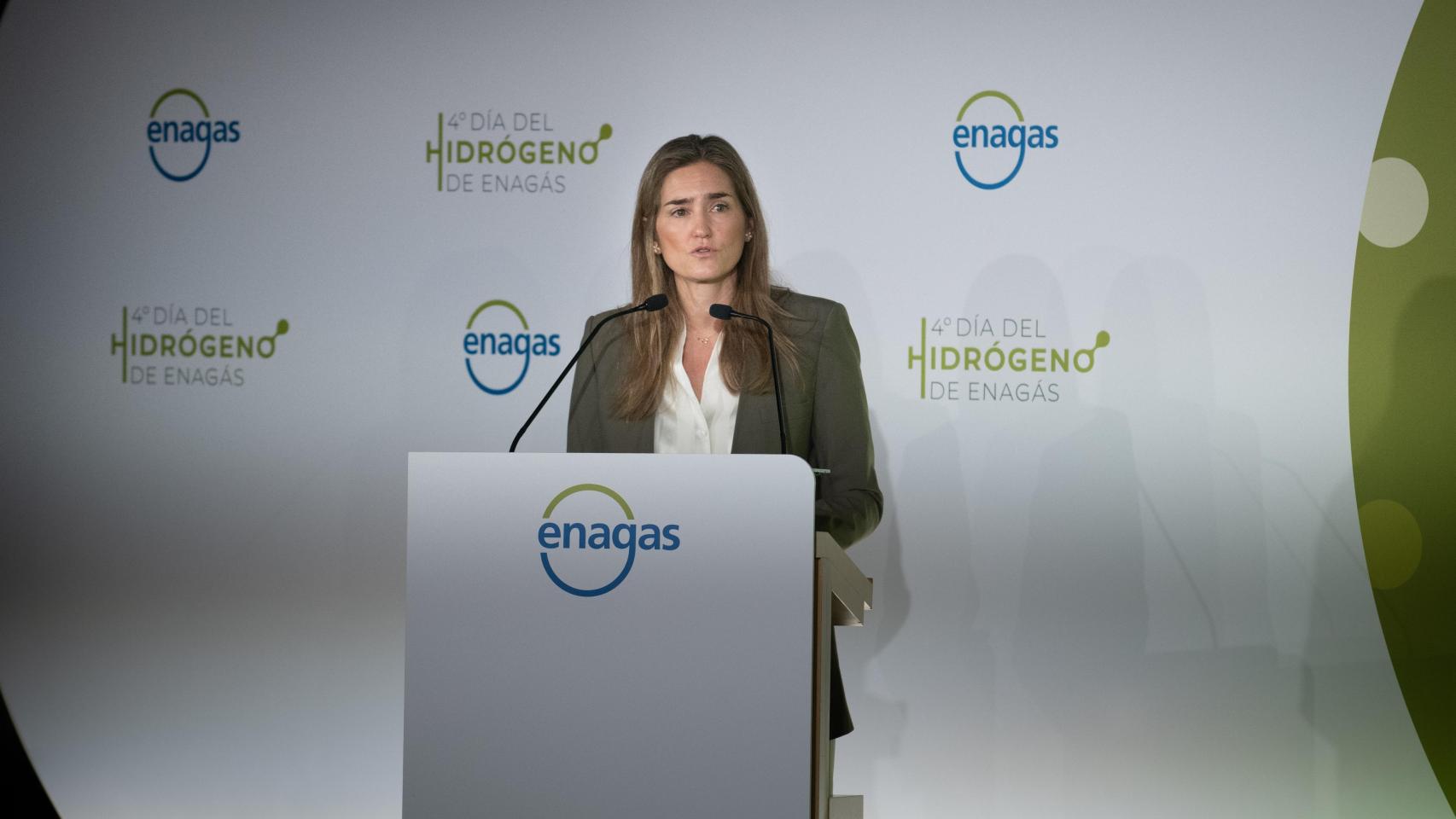 La vicepresidenta del Gobierno y ministra para la Transición Ecológica y el Reto Demográfico, Sara Aagesen, durante la inauguración del 4º Día del Hidrógeno de Enagás.