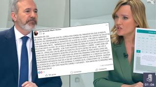 Azcón y Alegría, durante el 'cara a cara' en Aragón TV.