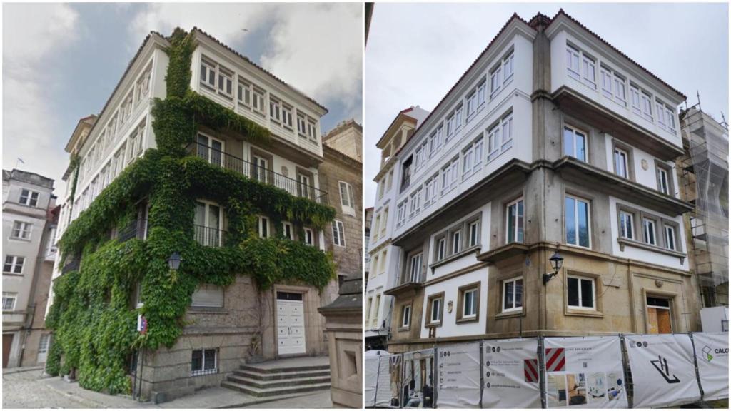Antes y después de la obra exterior e interior en la casa de la hiedra, en la Ciudad Vieja.