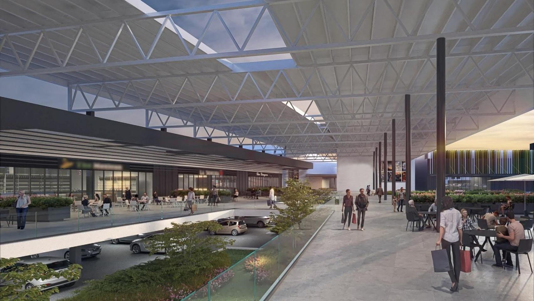 Recreación del parque comercial Señorío Plaza.