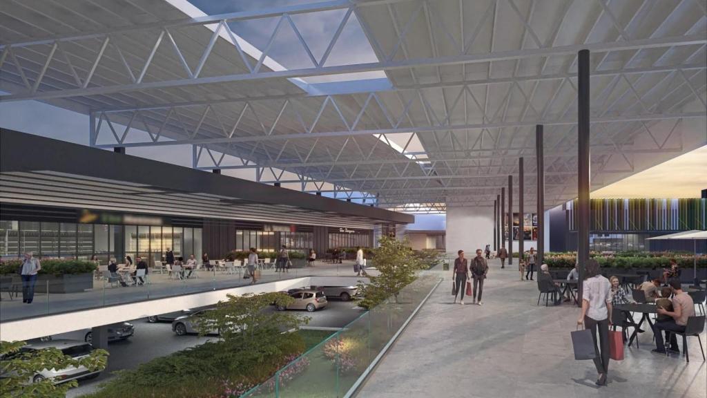 Recreación del parque comercial Señorío Plaza.