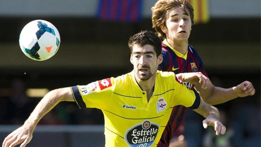 Javier Arizmendi, durante un partido con el Deportivo.