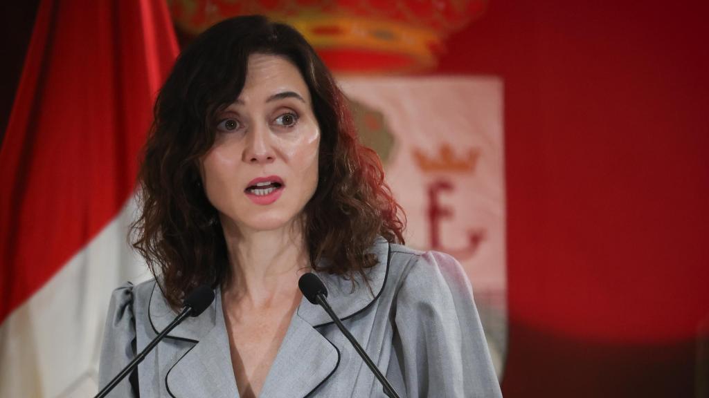 Isabel Díaz Ayuso durante una rueda de prensa.