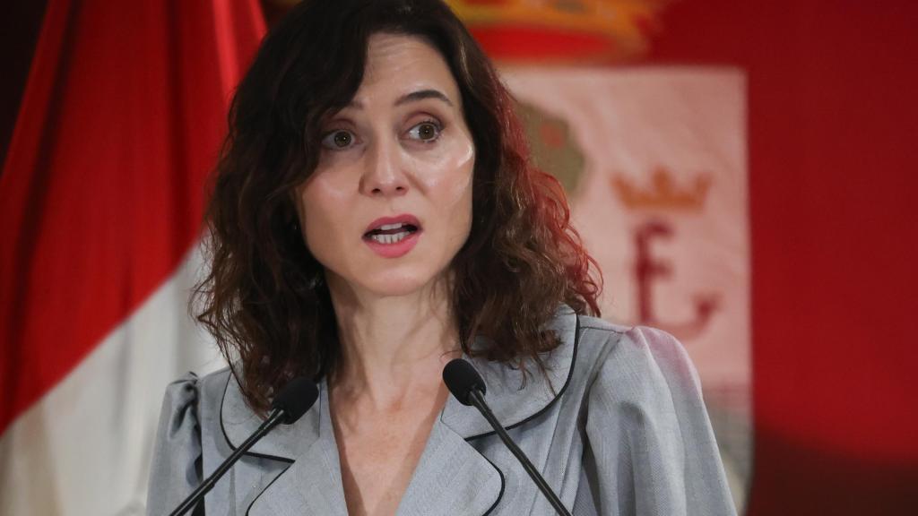 Isabel Díaz Ayuso durante una rueda de prensa.