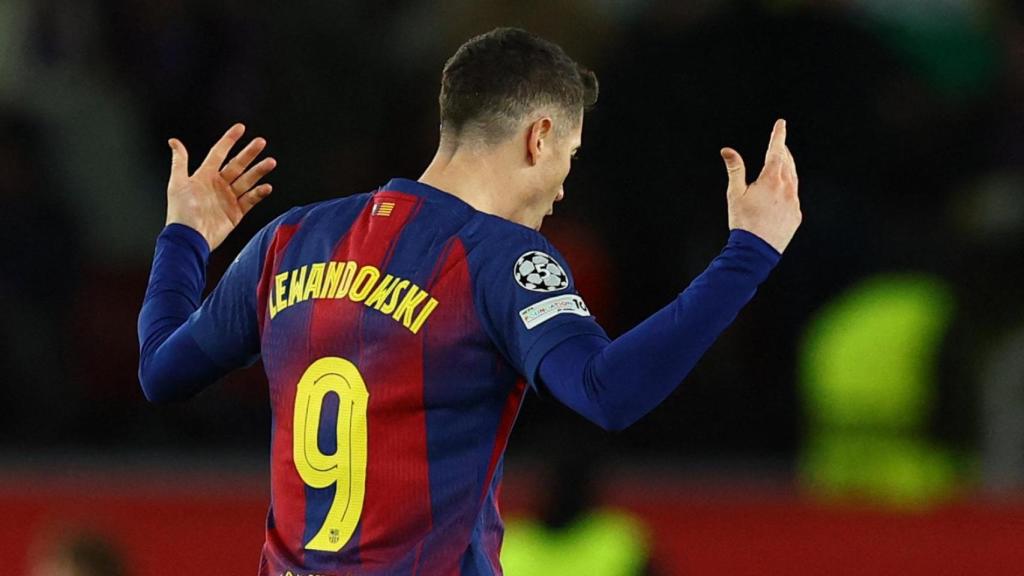 Lewandowski celebra uno de sus goles ante el Copenhague.