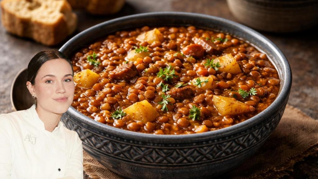 Vero Gómez, cocinera, en un montaje de El Español