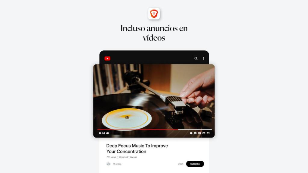 Brave Browser presume de vídeos de YouTube sin anuncios y en segundo plano