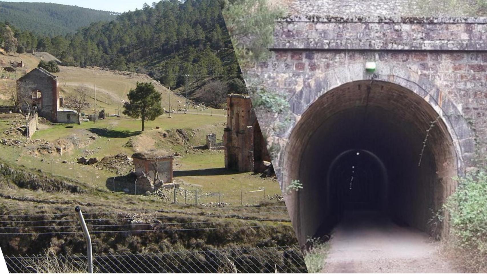 Pedanía de Minas del Horcajo y el túnel de acceso.