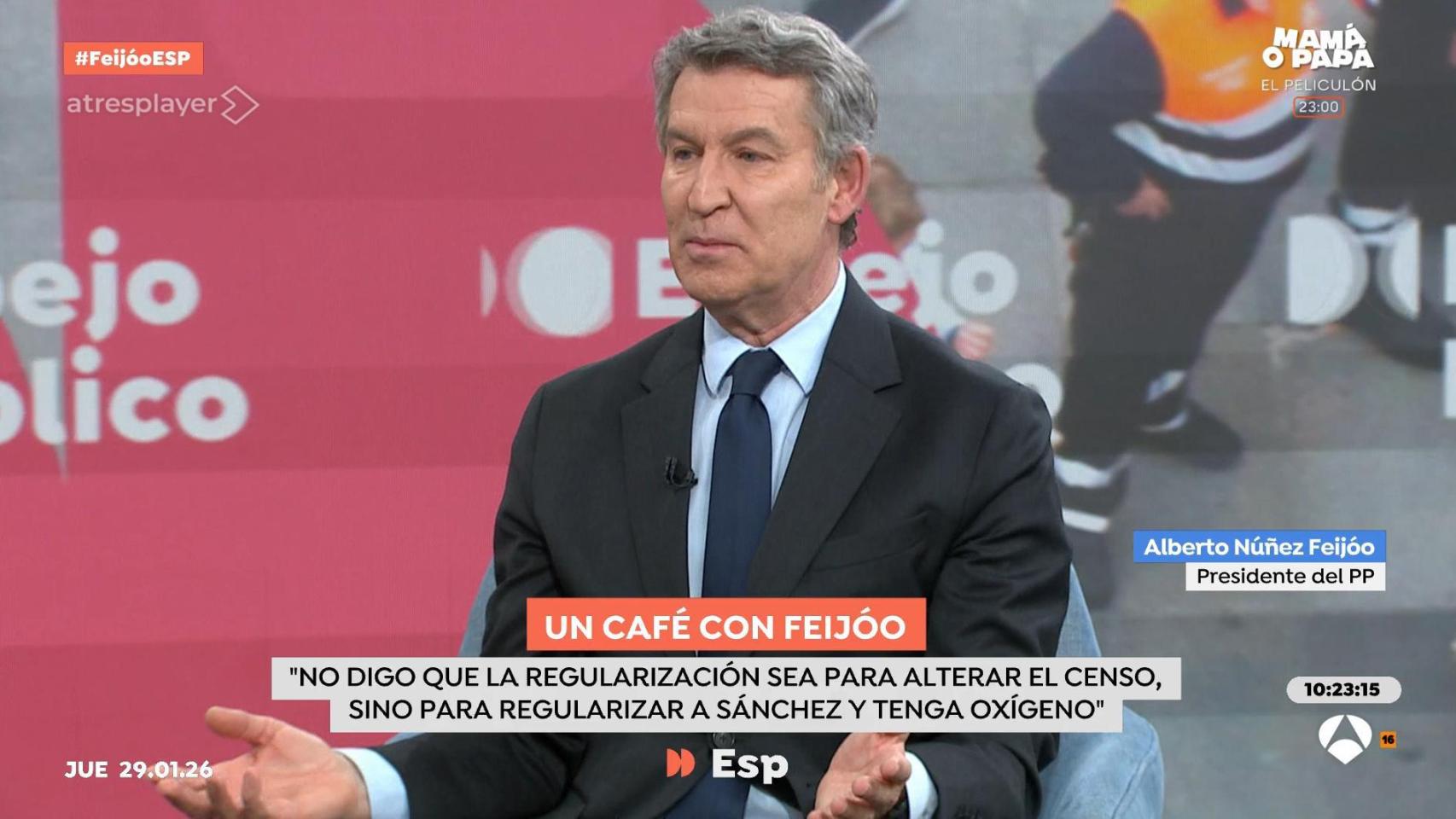 Feijóo durante su entrevista en 'Espejo Público'.