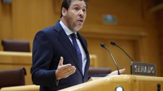 El ministro de Transportes, Óscar Puente, este jueves durante su comparecencia en el Senado.