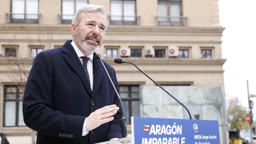 Jorge Azcón, en un acto de campaña este jueves