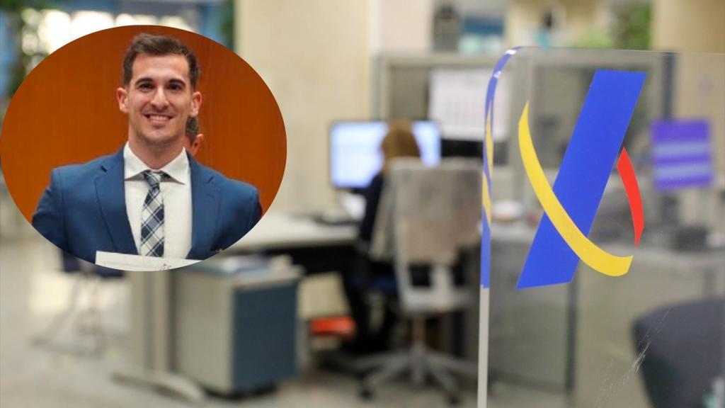 Montaje de Roberto Gómez con el interior de una sede de Hacienda.