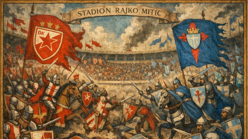 Ilustración del encuentro entre el Estrella Roja y el Celta de Vigo