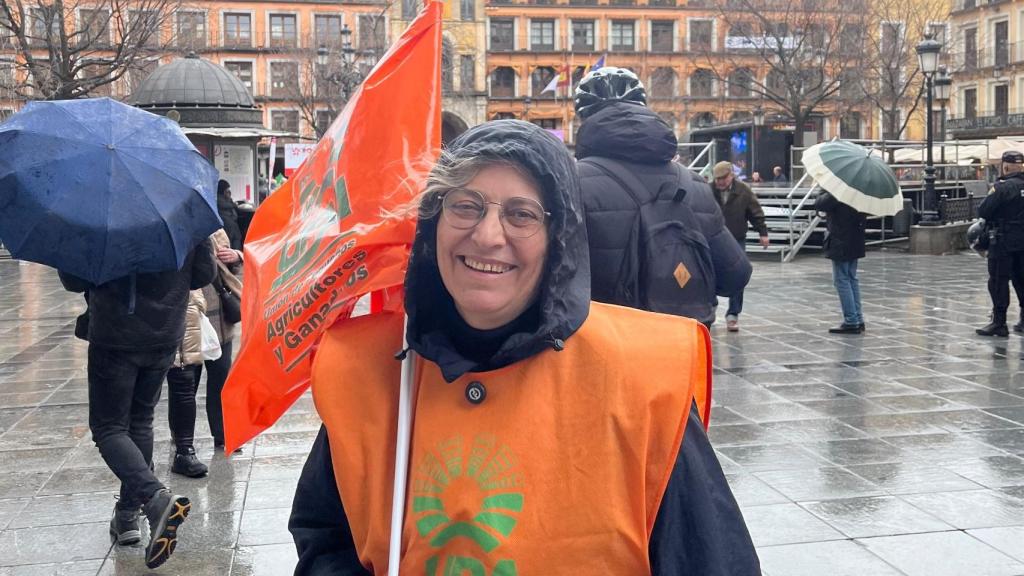 Lola Martín en las manifestaciones del sector primario de este jueves en Toledo.