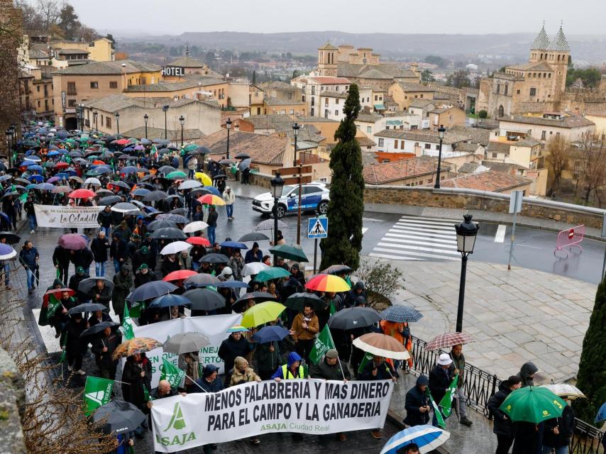 Manifestación del sector primario de este jueves en Toledo.