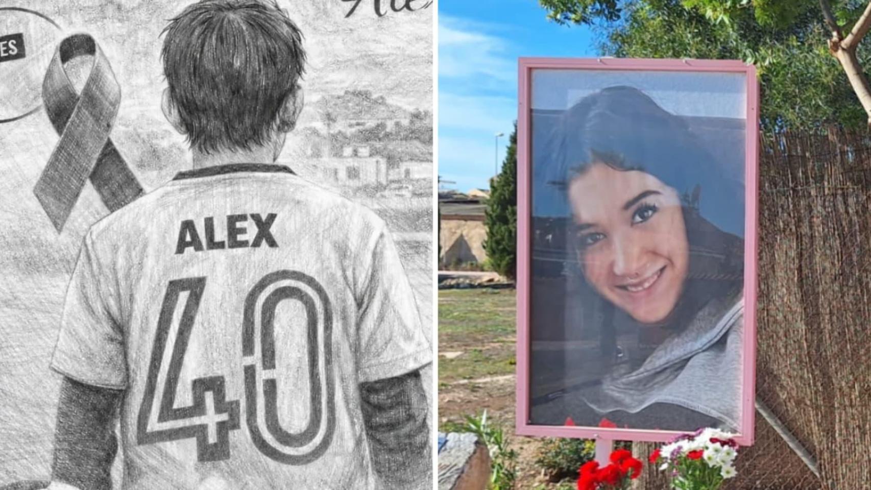 Imágenes de Álex, el niño de 13 años asesinado en Sueca el pasado sábado, y Cloe, la joven de 15 años asesinada por su novio de 17 en Orihuela en 2024. Dos de los 11 menores asesinados desde 2017.