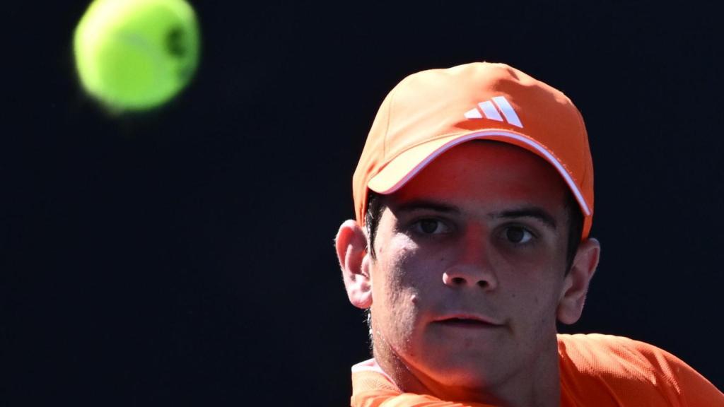 Rafa Jódar, durante el partido contra Rei Sakamoto del Open de Australia.