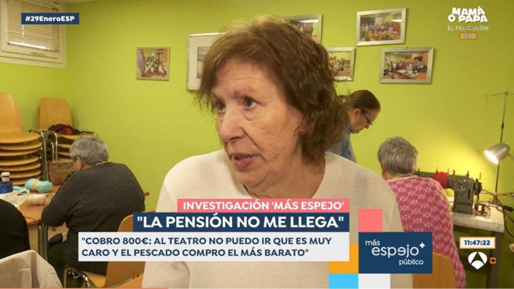 Carmen, jubilada entrevistada por 'Espejo Público'.