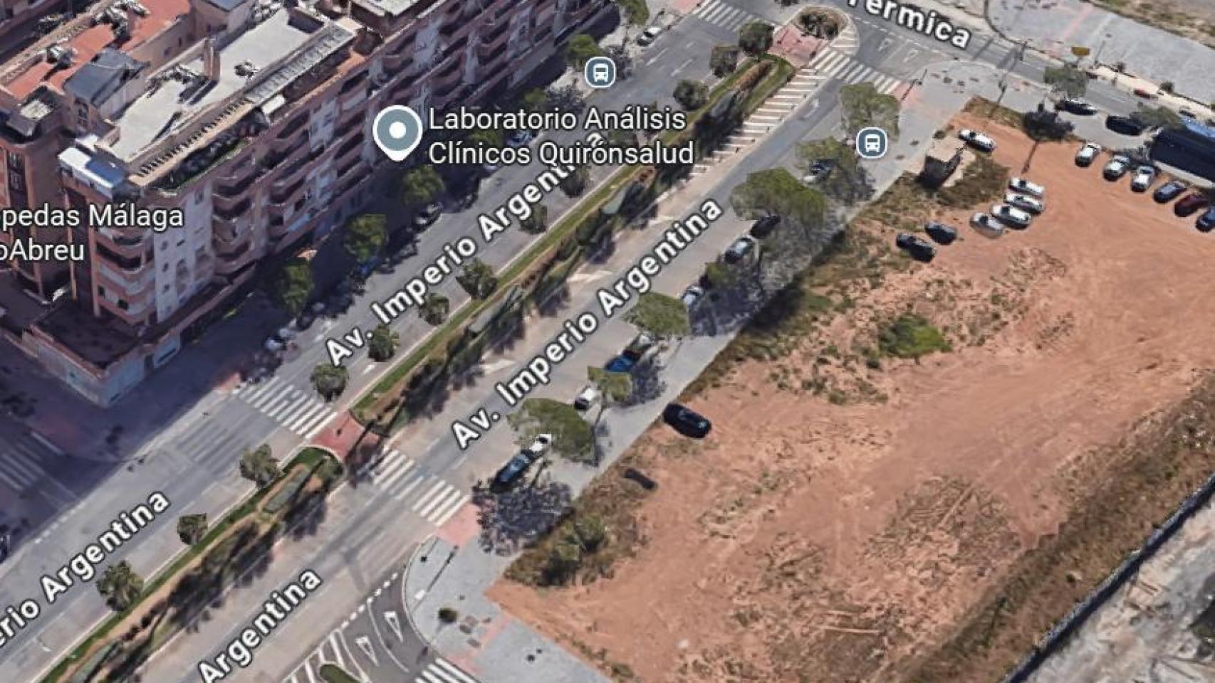Vista aérea de la parcela entre Imperio Argentina y Camino de la Térmica.