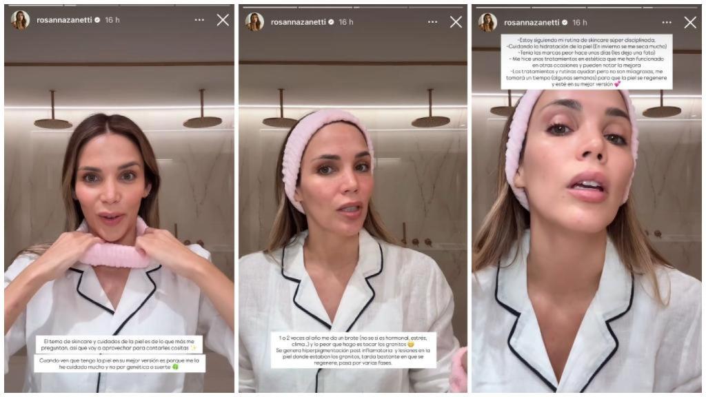 Rosanna Zanetti ha compartido sus secretos de belleza en sus 'stories' de Instagram.