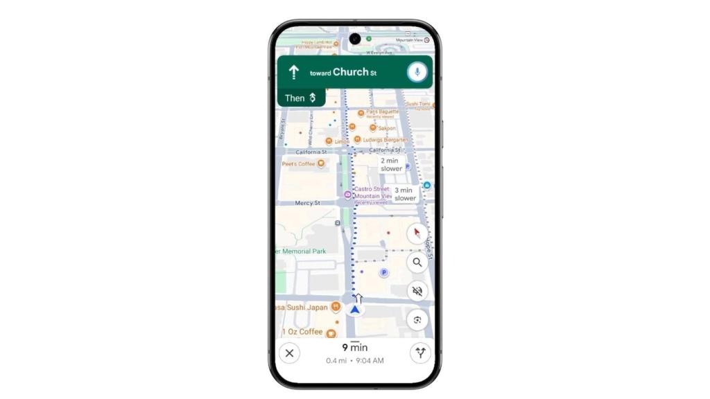 Google Maps en modo navegación con el asistente de Gemini