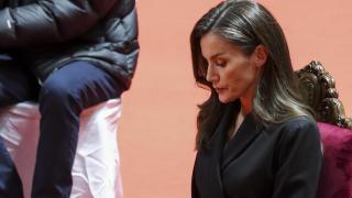 La Reina, durante el funeral.