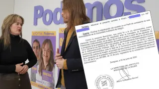 María Goikoetxea y Pablo Fernández, en su última visita a Zaragoza por la campaña electoral.