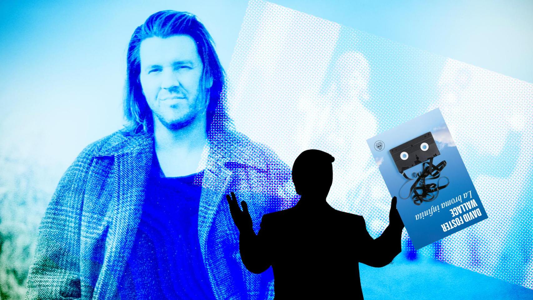 David Foster Wallace junta a la edición española de 'La broma infinita'. Diseño: Rubén Vique