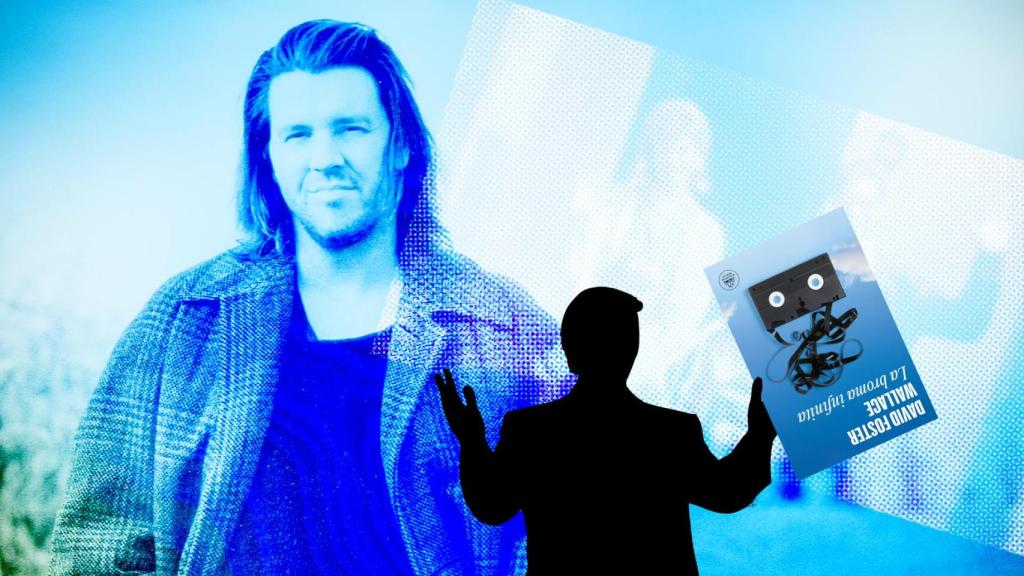 David Foster Wallace junta a la edición española de 'La broma infinita'. Diseño: Rubén Vique