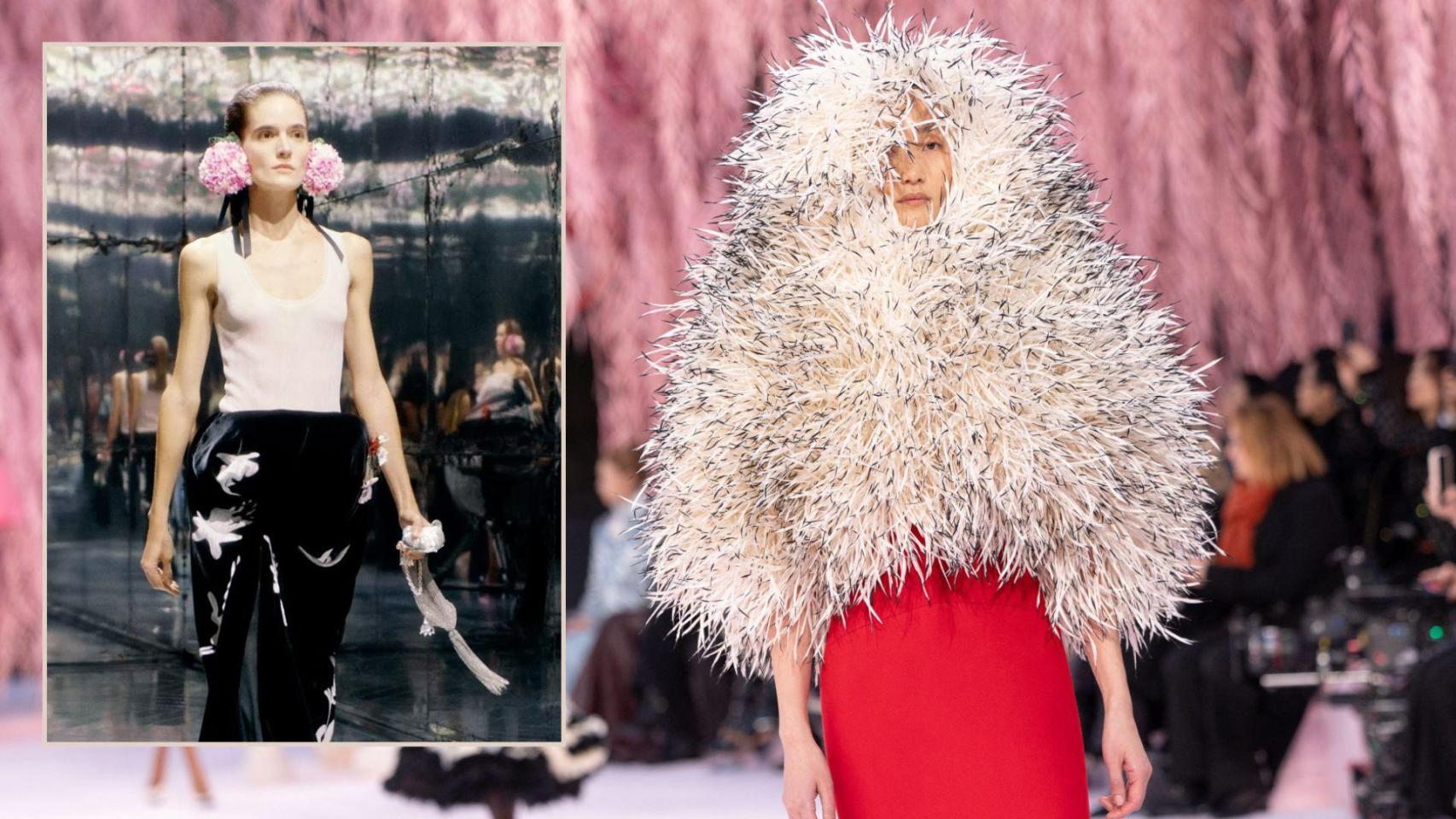 Collage con imágenes de los desfiles de Chanel y Dior.