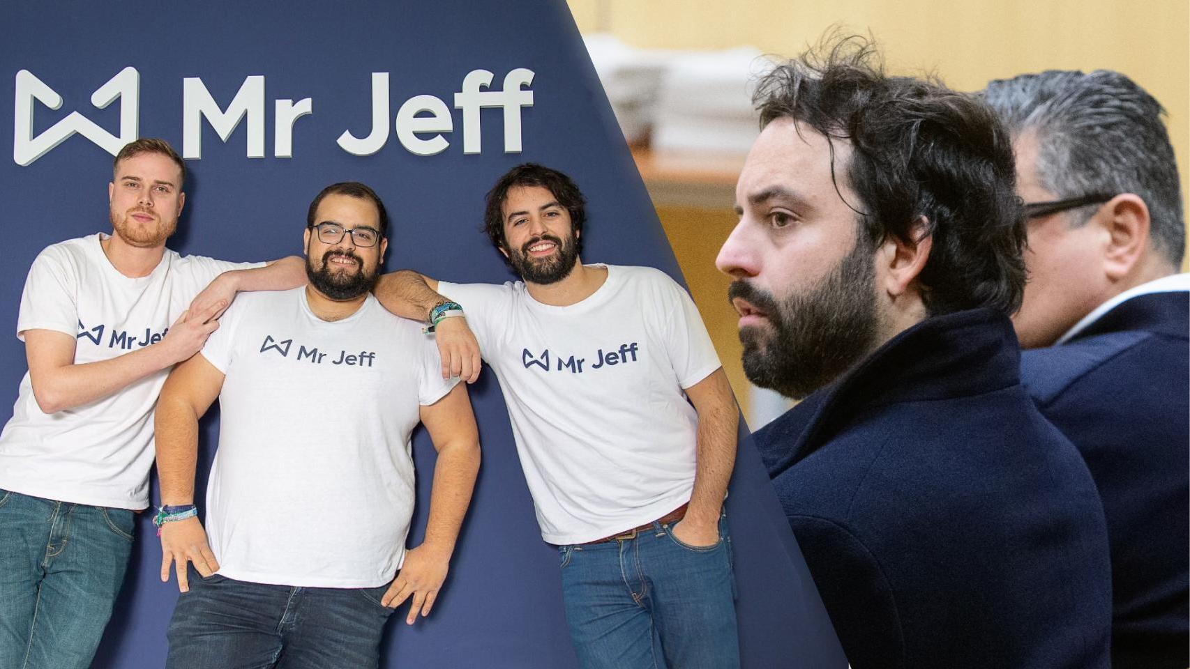 Imagen de los fundadores de Mr Jeff y de Eloi Gómez en el juicio el pasado viernes. Archivo / Kike Taberner