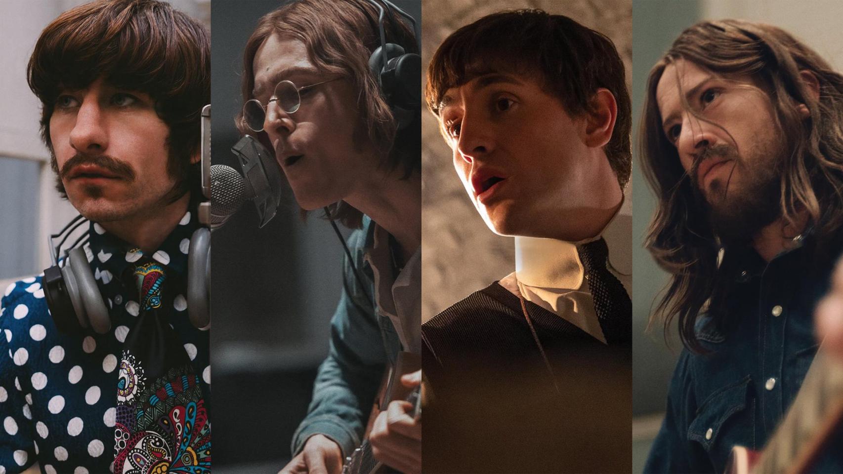 Barry Keoghan (Ringo Starr), Harris Dickinson (John Lennon), Paul Mescal (Paul McCartney) y  Jospeh Quinn (George Harrison)